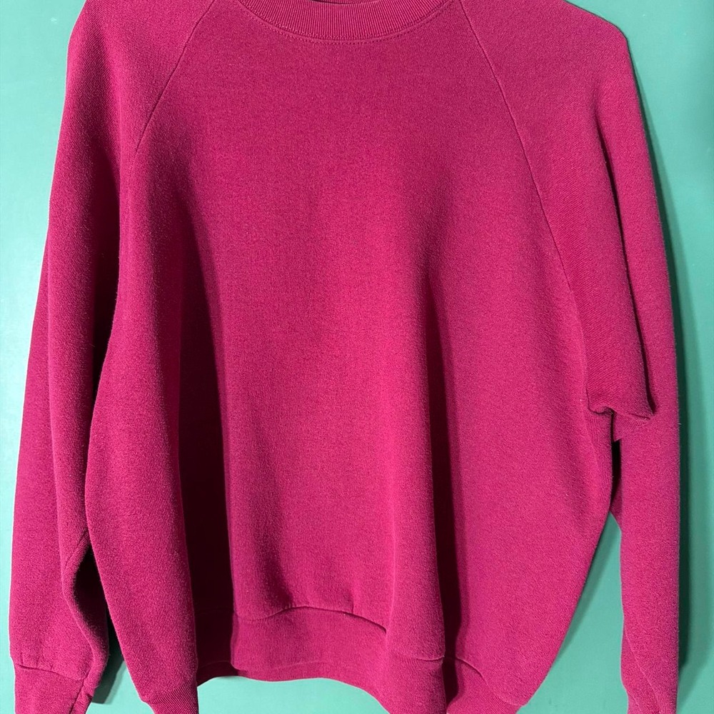 Vintage Fruit of the Loom Y2K Magenta Crewneck Sweatshirt Mens XL Pink Raglan